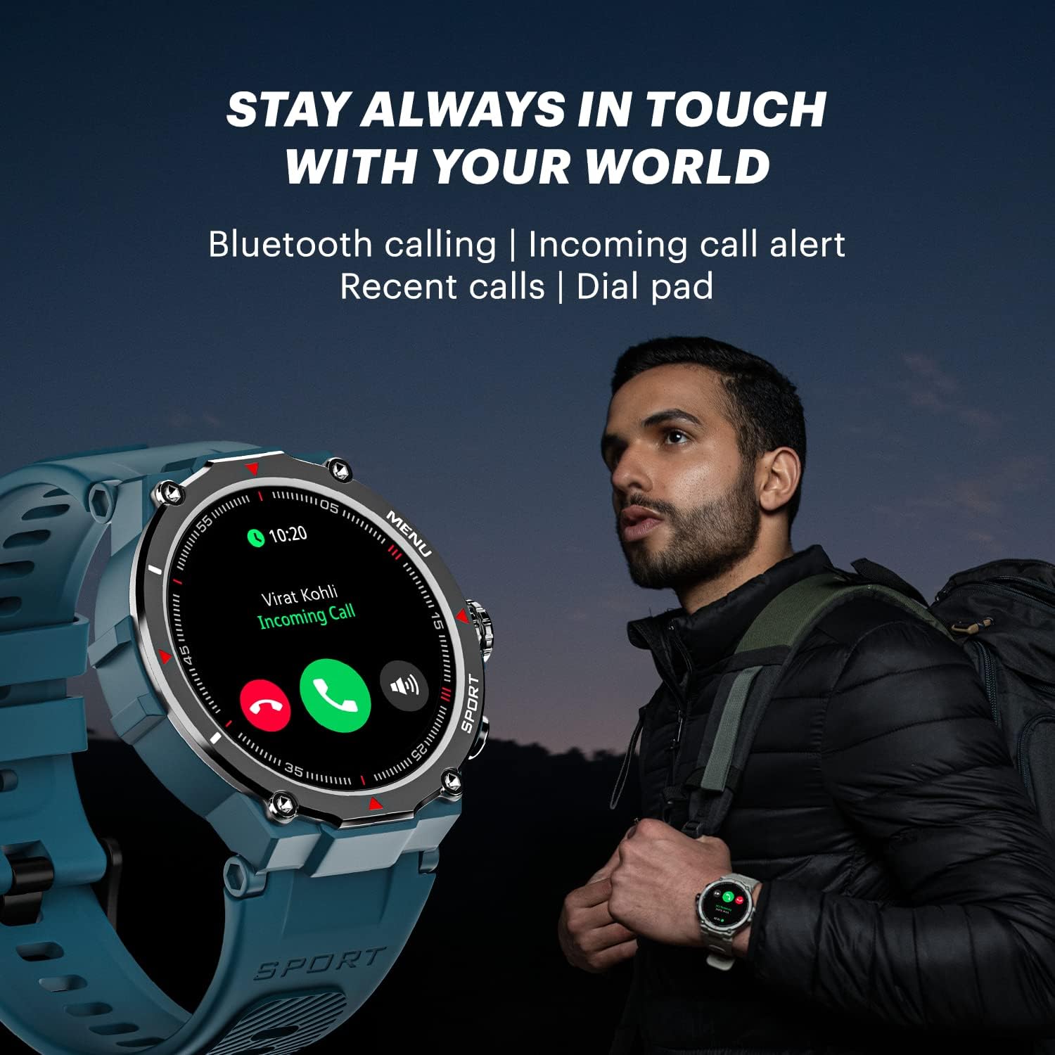NoiseFit Force Rugged Round Dial Bluetooth Calling Smart Watch with 1.32" HD Screen, Functional Crown, 550 NITS, 7 Days Battery, AI Voice Assistance, 200+ Watch Faces, Heart Rate Tracker- (Jet Black)
