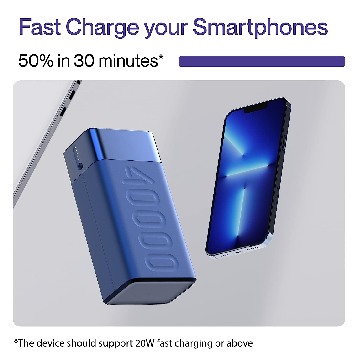  Ambrane 40000mAh Power Bank 65W Fast Charging MacBook Type C 