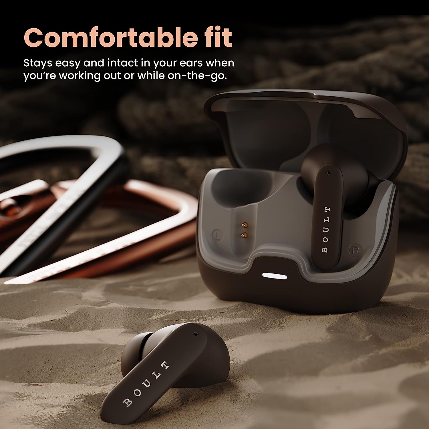 Boult Audio Z40 True Wireless in Ear Earbuds with 60H Playtime, Zen™ ENC Mic, Low Latency Gaming, Type-C Fast Charging, Made in India, 10mm Rich Bass Drivers, IPX5, Bluetooth 5.1 Ear Buds TWS (Brown)