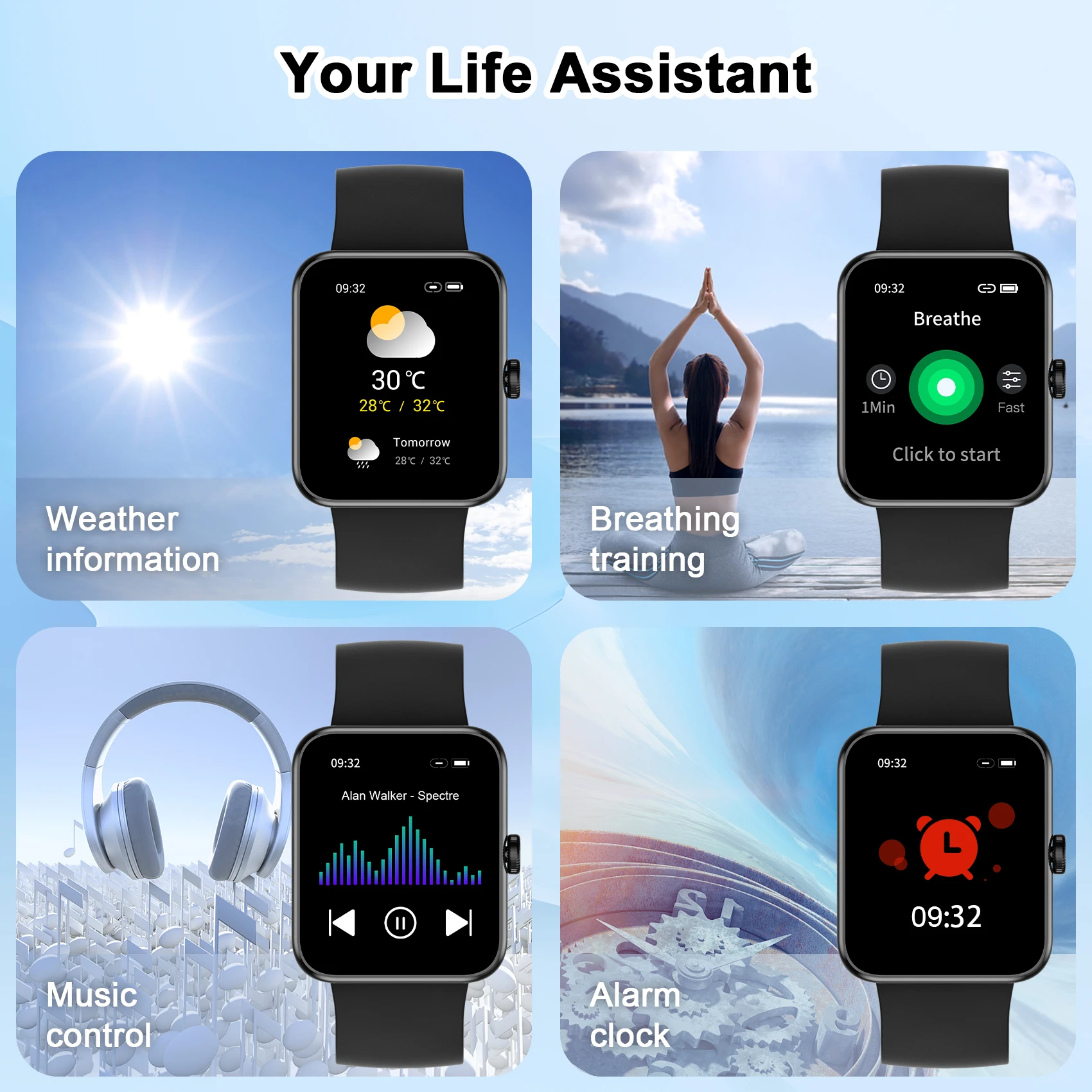 Blackview W10E Smartwatch 1.52 Inch Screen Health Mangement Sport Fitness Tracker Smart Watch for Xiaomi mi iPhone Global Version