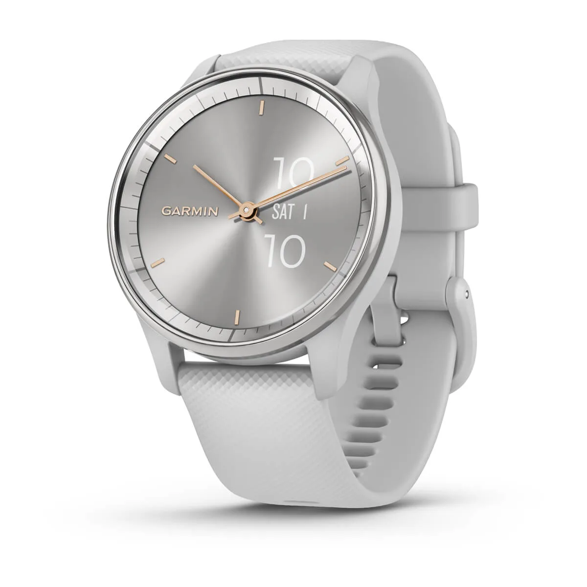Garmin Vívomove® Trend Silver Stainless Steel Bezel with Mist Gray Case and Silicone Band