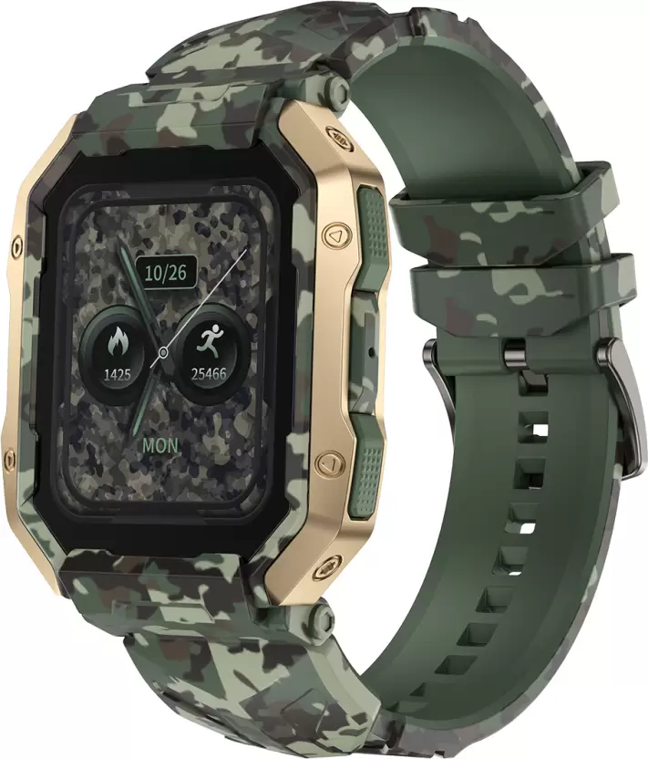 Fire-Boltt Cobra 1.78" AMOLED Army Grade Build, Bluetooth Calling with 123 Sports Modes. Smartwatch  (Green Strap, Free Size)