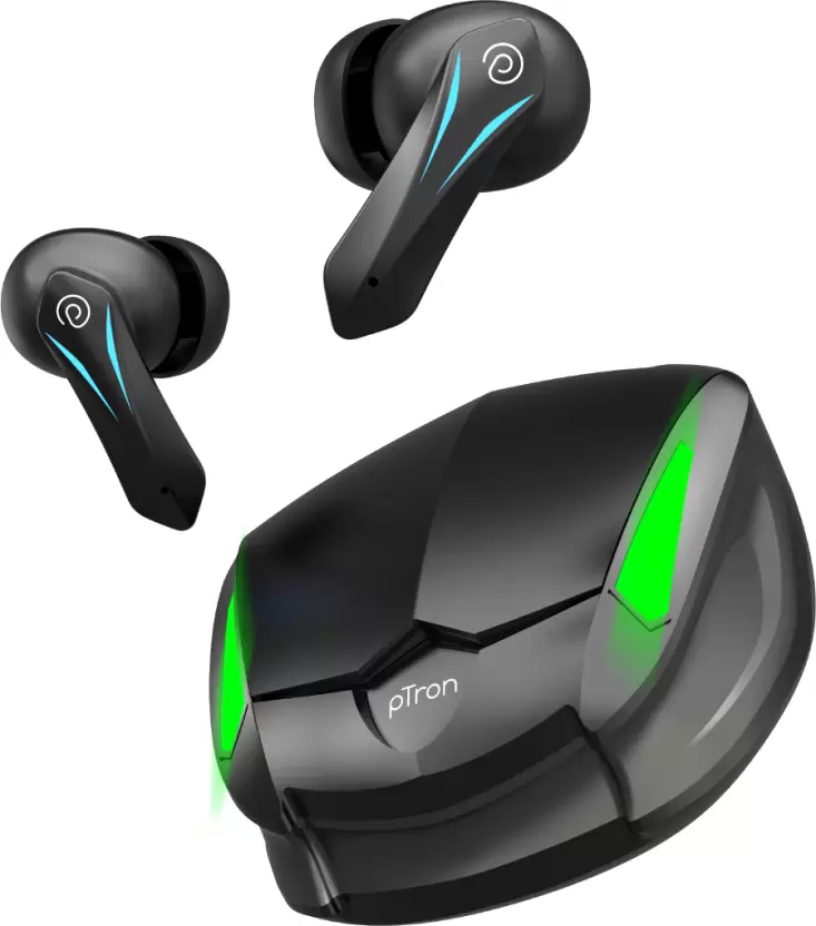 PTron pTron Basspods Flare - TWS Bluetooth Headset  (Black, In the Ear)