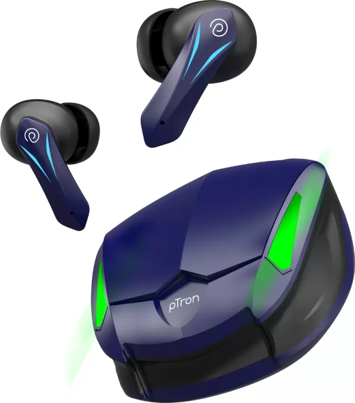 PTron pTron Basspods Flare - TWS Bluetooth Headset  (Blue, In the Ear)
