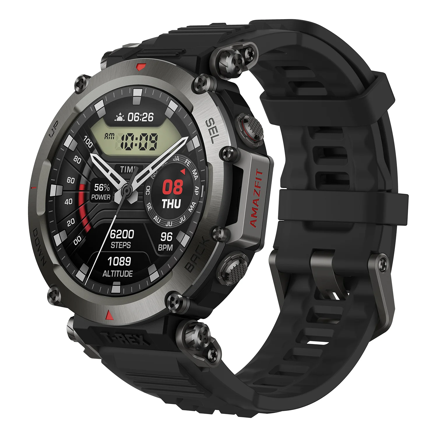 Amazfit T-Rex Ultra Smart Watch Dual-Band GPS Rugged Outdoor Military-Grade Smartwatch For Android IOS Phone, Abyss Black