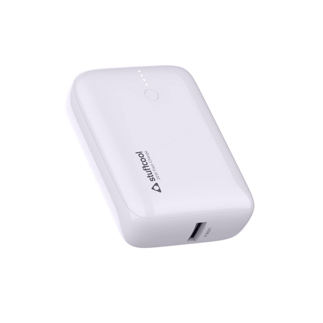 Stuffcool 10000mAh Palm Smallest QC PD 20W Type C Super Premium Mini Powerbank, Charges Any iPhone 50% in 30 mins (Glazed White/Lilac)