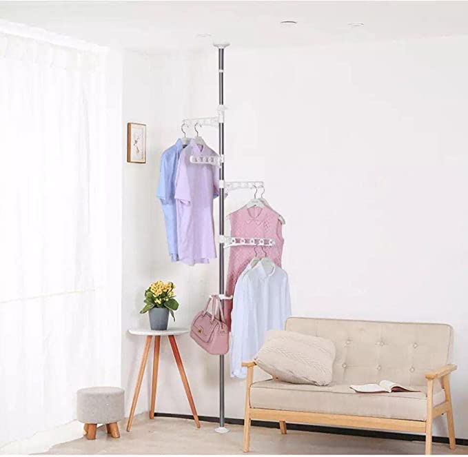 Laundry Pole Portable Indoor Garment Coat Drying Rack