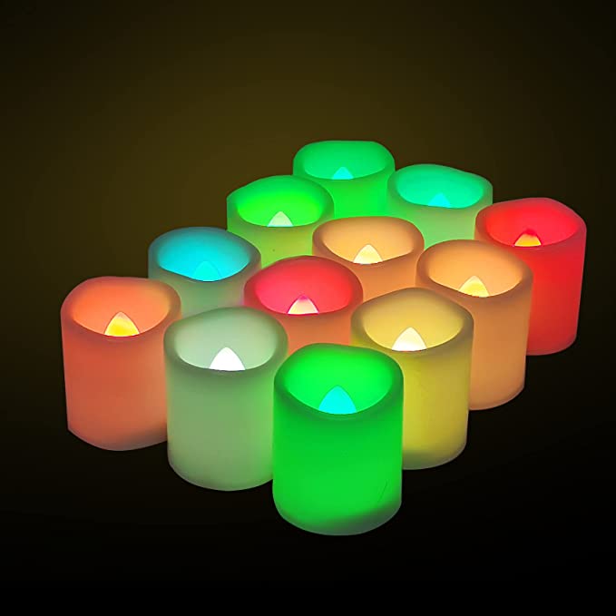 12 Pack Multi Color Changing Flameless LED Votive Candles Tea Lights Candles Battery Operated