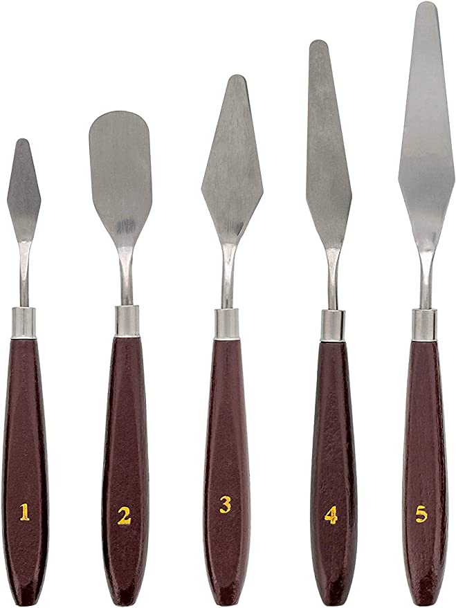 5-Piece Palette Knife Set Silver/Brown/Gold