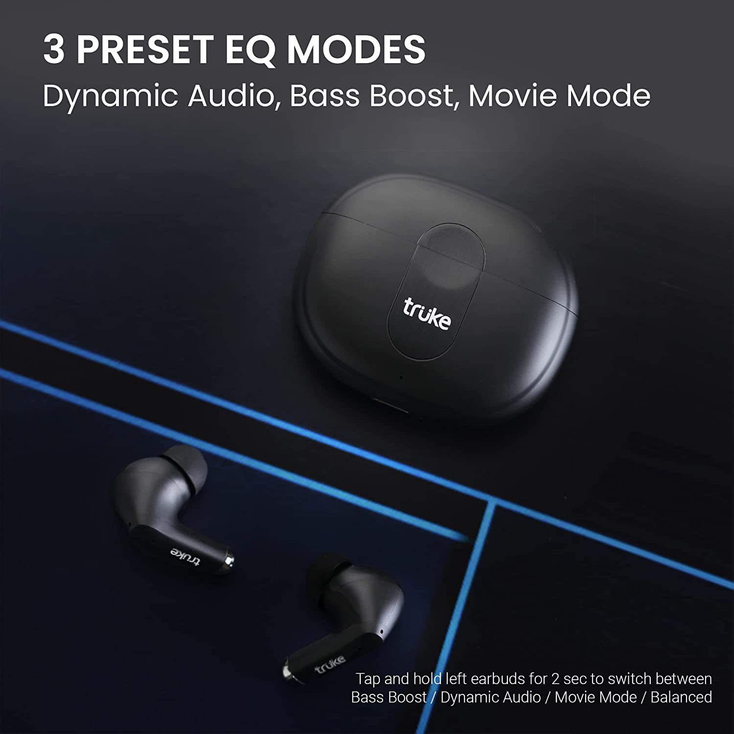 truke Newly Launched Buds A1 True Wireless Earbuds with 30dB Hybrid ANC, 48H Playtime, Quad-Mics with ENC, 3+1 EQ Modes, Fast Charging, Gaming Mode, Instant Pairing, AAC Codec, BT 5.3, IPX4 (Blue)
