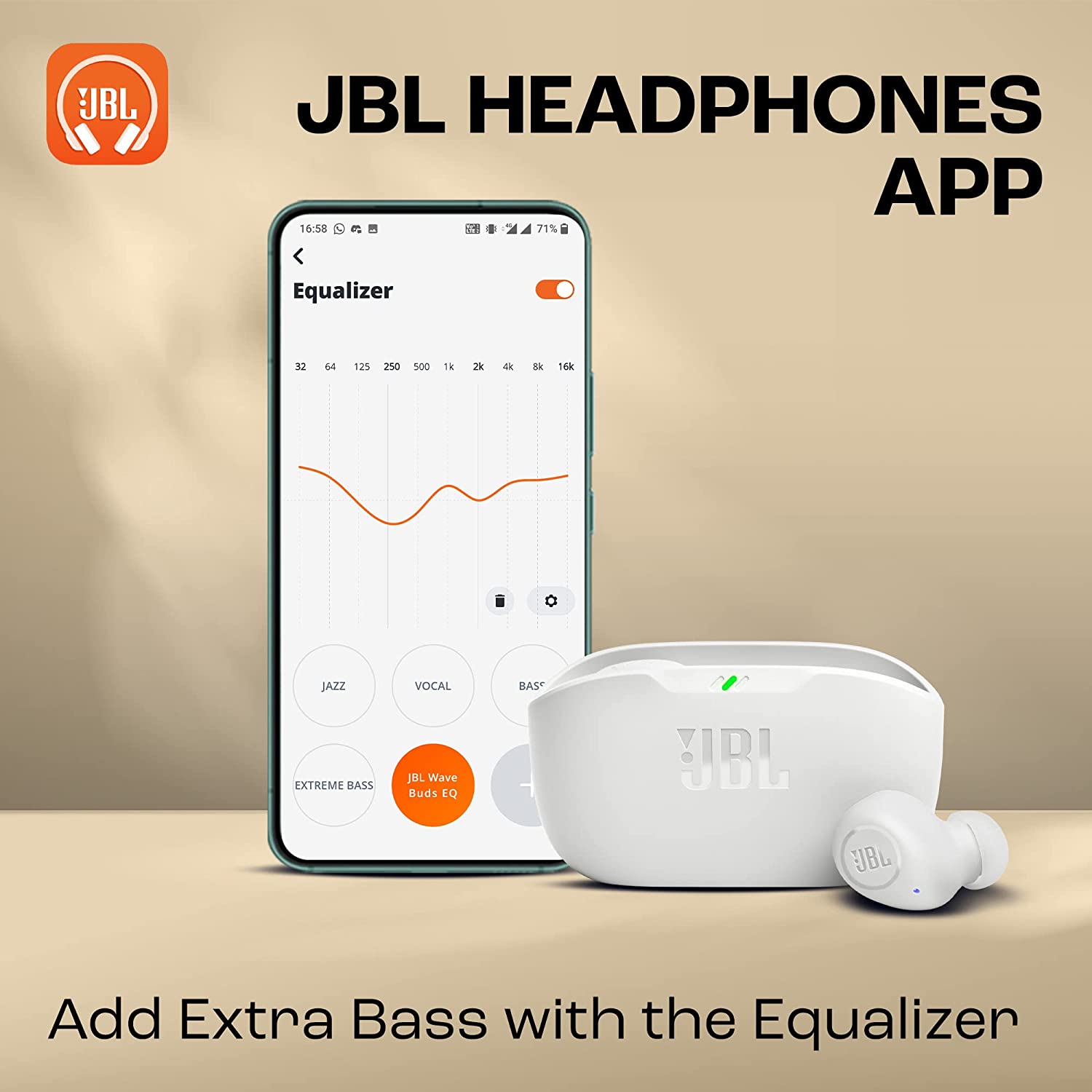 JBL Wave Buds in-Ear Earbuds (TWS) with Mic, App for Customized Extra Bass EQ, 32 Hrs Battery and Quick Charge, IP54, Ambient Aware & Talk-Thru, Google FastPair (Mint)