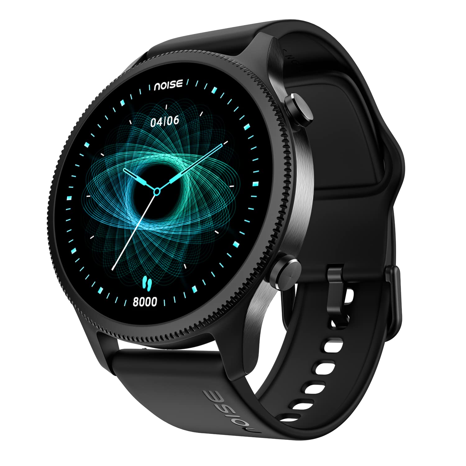 Noise Fit Halo with Standard Strap, Bluetooth Calling Round Dial Smart Watch, 1.43" AMOLED Display, Premium Metallic Build, Always on Display, Smart Touch Tech, Health Suite-Jet Black