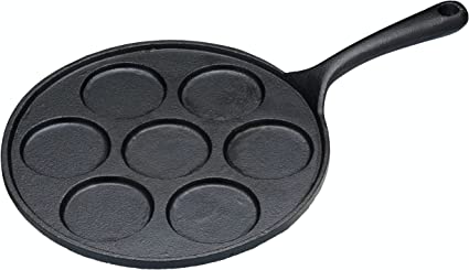 7-Slot Die-Cast Non-Stick Danish Pancake Maker With Bakelite Handle Black 32cm
