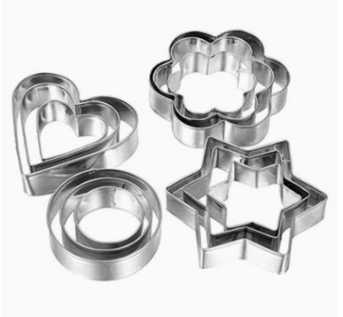 12-Piece Multi Shaped Cookie Cutter Set Silver