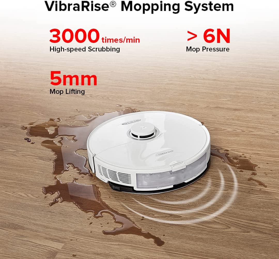 Roborock S8+ Robot Vacuum, Sonic Mop with Self-Empty Dock, Stores up to 60-Days of Dust, Auto Lifting Mop, Ultrasonic Carpet Detection, 6000Pa Suction, White