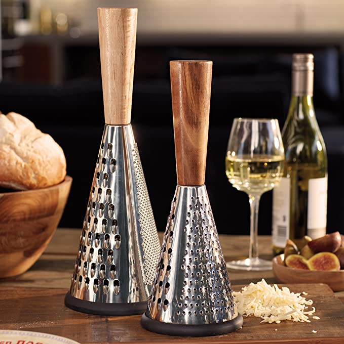 Cheese Small Vintage-Style Conical Cheese Grater with Wooden Handle