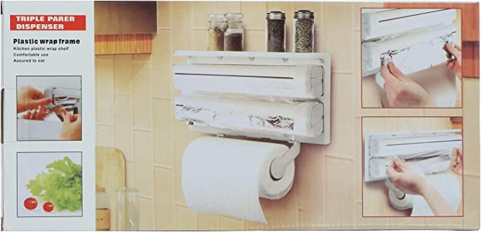 Kitchen Triple Paper Dispenser, White