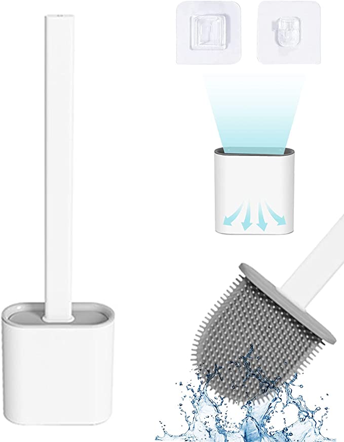 Silicone Flex Toilet Brush with Holder DeepCleaning Silicone Toilet