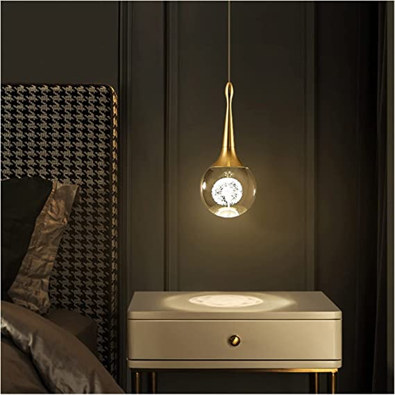 Light Crystal Chandelier Glass Modern Bedside Table Hanging Lamp Decorative Lamp