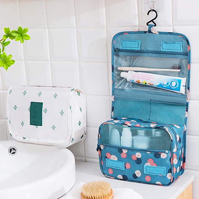 Multifunctional Lightweight Toiletry Bags Travel Cosmetic Bags For Women&Girls Waterproof Make Up Organizer with Sturdy Hook Portable Compact Bathroom Pouch with Large Capacity