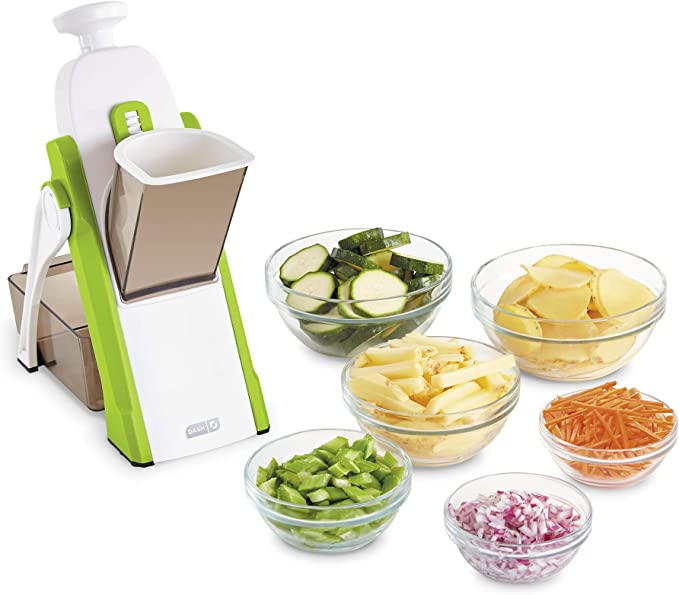 Dash Safe Slice Mandoline Slicer, Julienne + Dicer for Vegetables, Meal Prep & More with 30+ Presets & Thickness Adjuster - Green