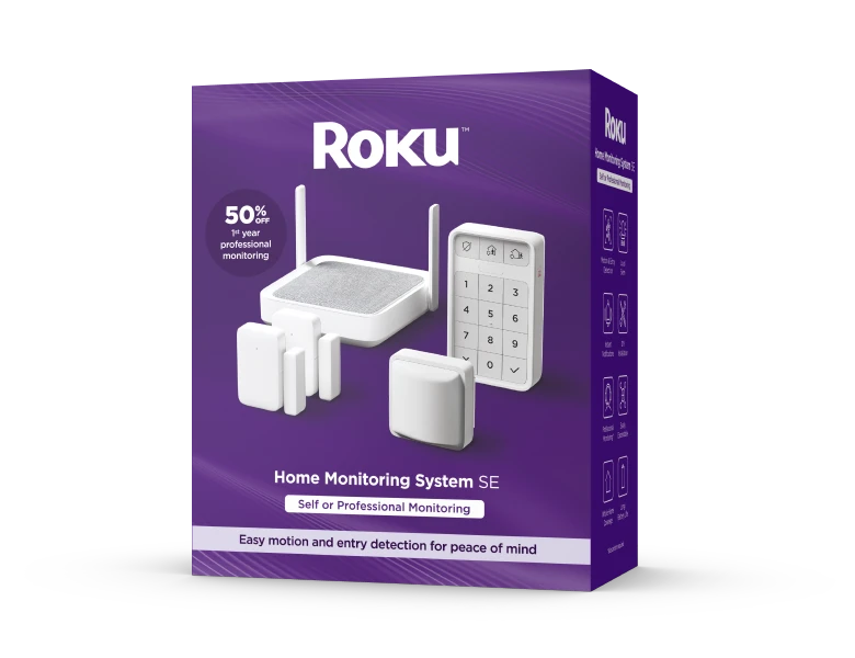 Roku Smart Home Monitoring System SE 5-Piece Home Monitoring System Bundle Wi-Fi®-Enabled Indoor Battery-Powered with Free Self-Monitoring
