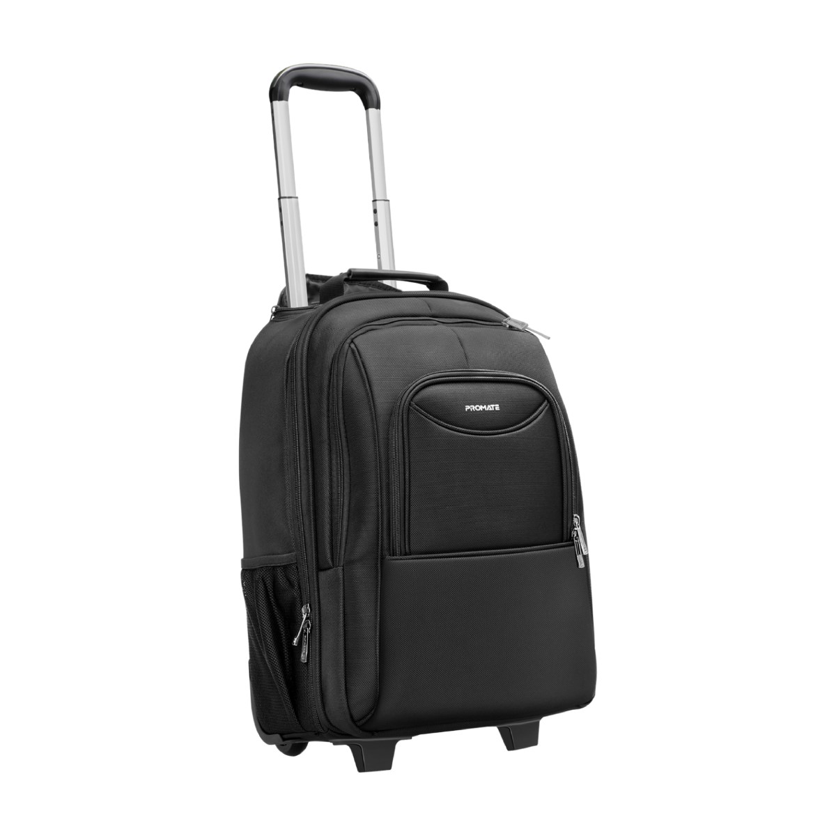 Promate Trolley Bag, Premium 2-in-1 Trolley Bag and Backpack with Secure Zippers, Side Pockets, Adjustable Straps, Water Resistance and In-Line Wheels for 16” Laptops, MacBooks, iPad, Dell XPS 13, Mogul-TR