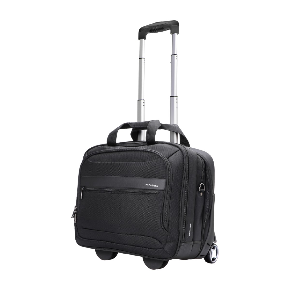 Promate Trolley Bag, Versatile 2-in-1 Lightweight Trolley Laptop Bag with Shoulder Strap, Telescoping Handle, Water Resistance and In-Line Wheels for 16” Laptops, MacBooks, iPad, Dell XPS 13, Persona-TR