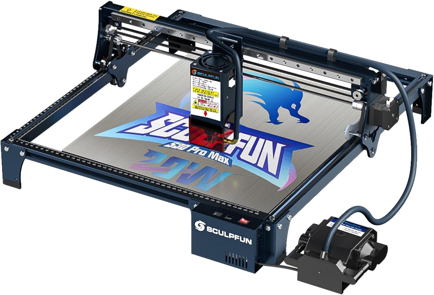 SCULPFUN S30 Pro Max Laser Engraver, 20W Optical Power with Automatic Full Air Assist Kit, Cut 10mm Plywood in One Pass, with Replaceable Lens Design and Limit Switch, Engraving Area Expandable
