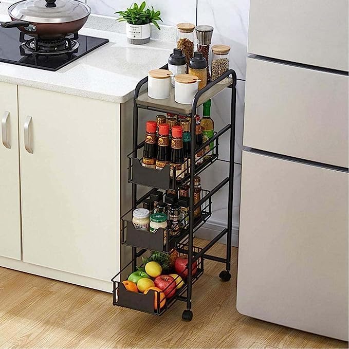 Kitchen Trolley with  4 Slim Shelves
