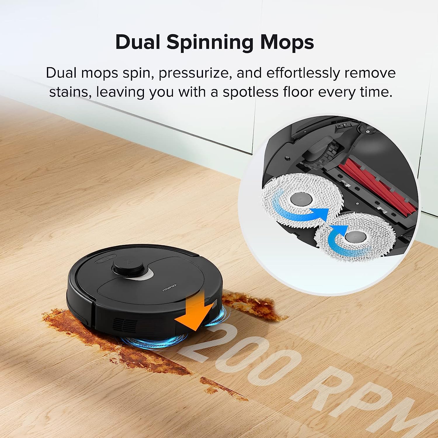 Roborock Robot Vacuum and Mop, Auto-Drying, Auto Mop Washing, Dual Spinning Mops, Auto Mop Lifting, Self-Refilling, Self-Emptying, Reactive Tech Obstacle Avoidance, 5500Pa Suction, Black
