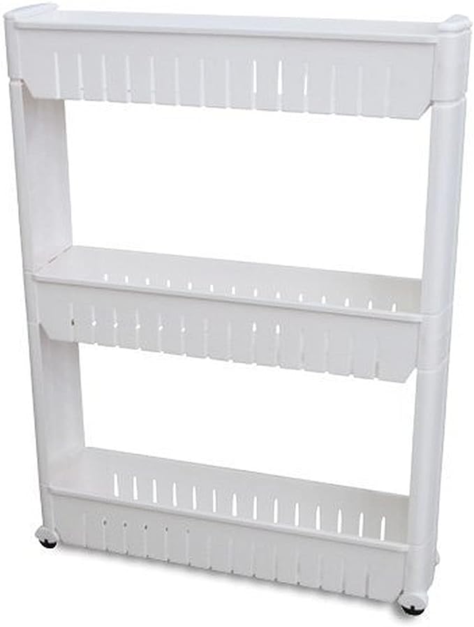 Slide Out Storage Tower White, 3-Tier