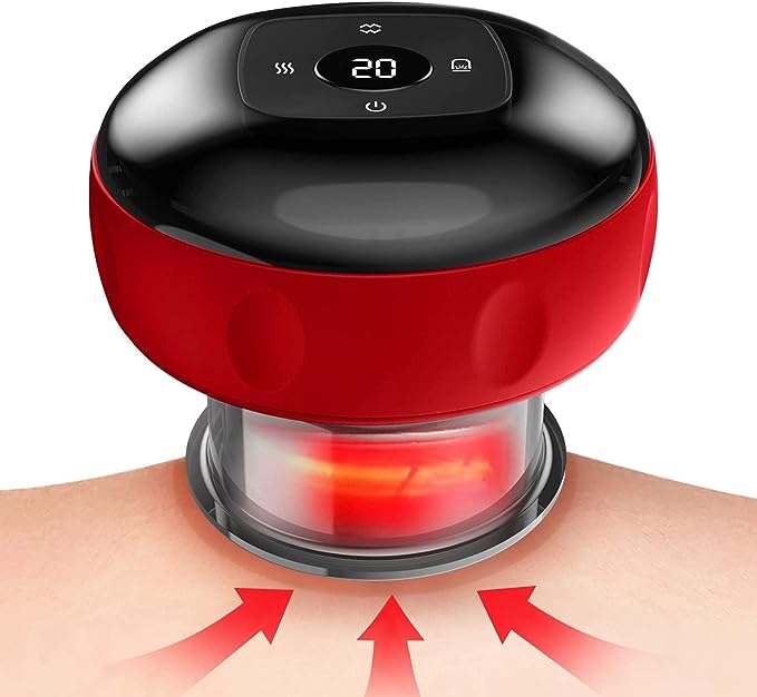 Smart Electric Cupping Therapy Set, Portable Massager 12 Levels Suction and Infrared Heating Muscle Massage Vacuum Therapy Machine