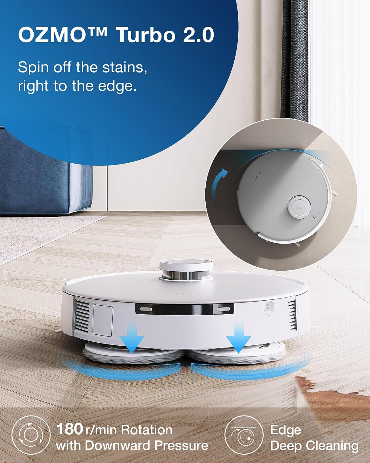 ECOVACS DEEBOT T20 Omni Robot Vacuum and Mop, Hot Water Mop Washing, Self-Emptying, Hot Air Drying, 6000Pa Suction, OZMO Turbo Spinning Mop with Auto Mop Lift, Obstacle Avoidance, YIKO Voice Assistant