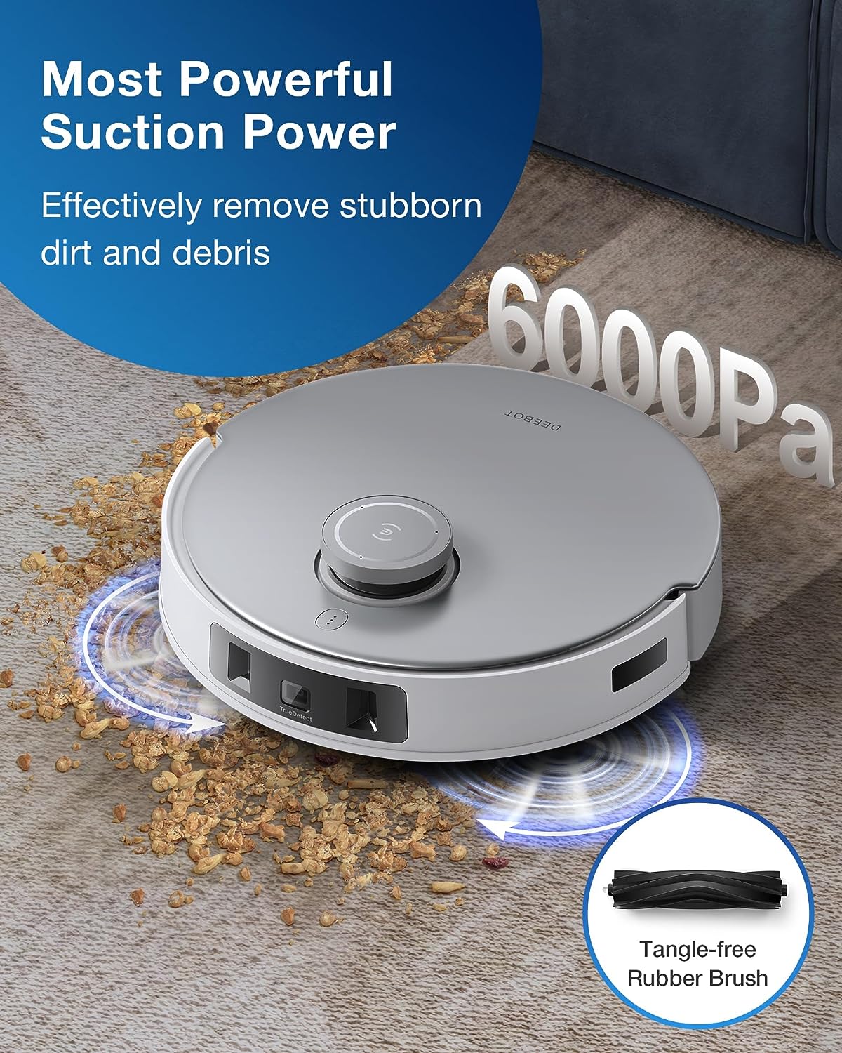 ECOVACS DEEBOT T20 Omni Robot Vacuum and Mop, Hot Water Mop Washing, Self-Emptying, Hot Air Drying, 6000Pa Suction, OZMO Turbo Spinning Mop with Auto Mop Lift, Obstacle Avoidance, YIKO Voice Assistant