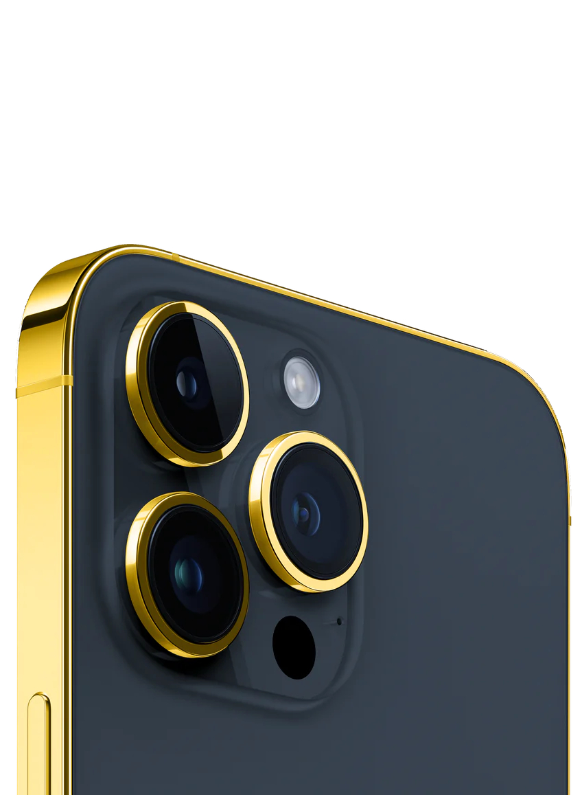 Caviar Luxury 24k Gold Plated Frame Customized iPhone 15 Pro Max 512 GB Blue Titanium