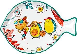 PGT-STORE Cartoon Picture Printed Texture Fish Shaped Serving Plate