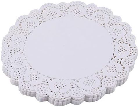 White Round Lace Paper Doilies Disposable Lace Placemats for Food, Cakes, Desserts, and Baked Treats(Pack of 100)
