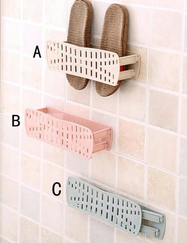Plastic Wall Mounted Bathroom Shoe Bar Shelf Self-adhesive Rack Holder 6 pcs