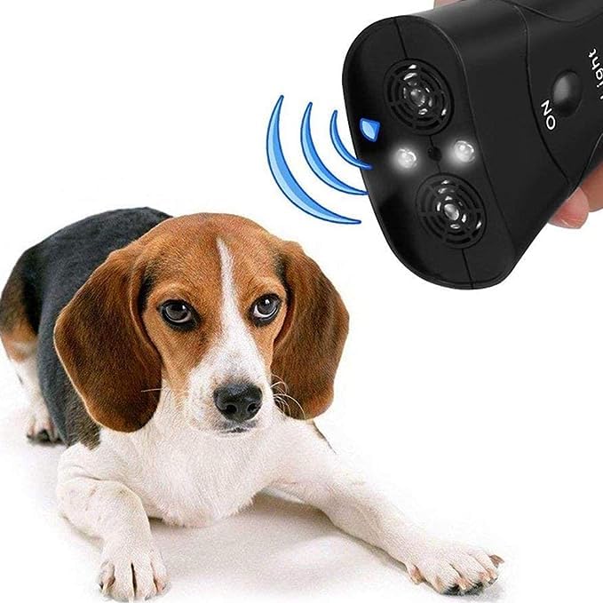 PGT-STORE Handheld Dog Repellent & Trainer, Dual Channel Ultrasonic Anti Dog Barking Device 3 in 1 Dog Repeller/Training Tool/Stop Barking With LED Flashlight - 100% Pet & Human Safe