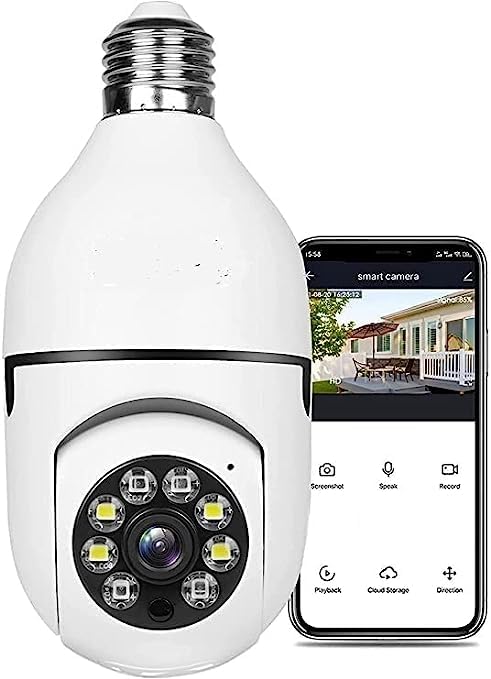 PGT-STORE Bulb Light Wireless IP Camera, Fish Eye 360 Degree Panoramic Mini Lamp IR CCTV Home Security Camera