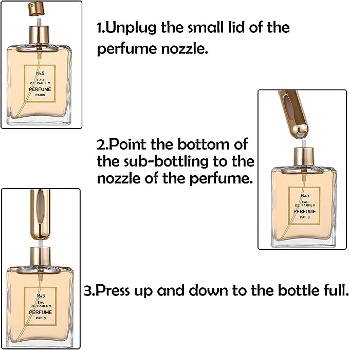 PGT-STORE Portable Mini Refillable Perfume Atomizer Bottle Atomizer Travel Size Spray Bottles Accessories 5 sets of 5ml/0.2oz