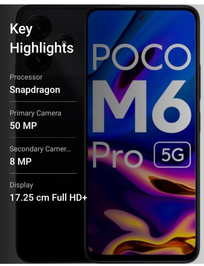 POCO M6 Pro 5G (Power Black, 128 GB) (6 GB RAM)