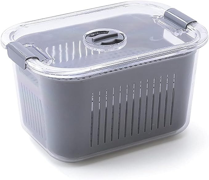 Plastic Storage Box, Clear Fridge Organizers, Refrigerator Storage Box With Lid With Drain And Vent, With Partition, PET, For Freezer, Storage Cabinet