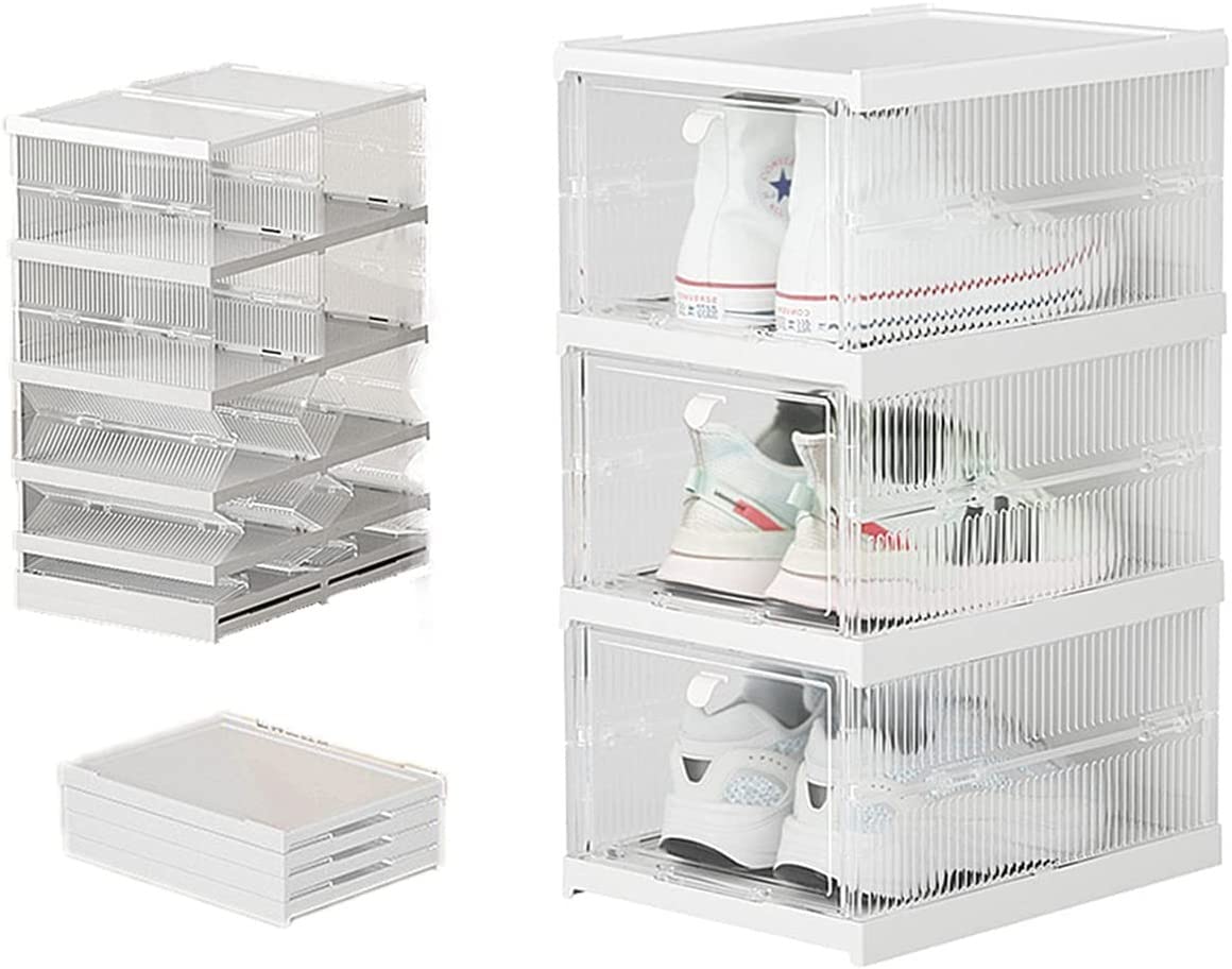 PGT-STORE Plastic Stackable SIDE FRONT Rectangular Shoe Storage Boxes