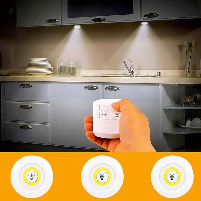 3x Wireless Remote Control Led Spot Light Lamp Kit