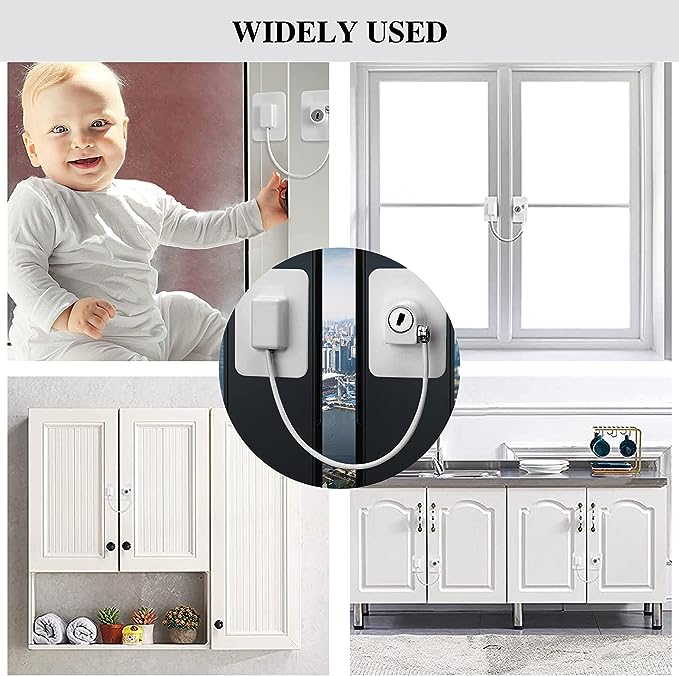 Window Restrictor Locks Child Baby Security Window Locks UPVC Cable Restrictor Lock with Screws Keys for Home