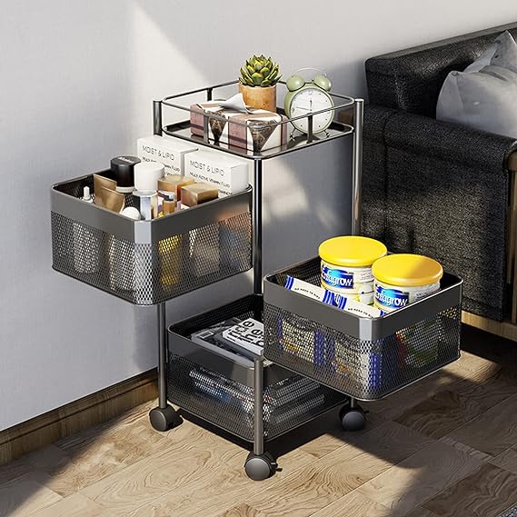 Rotating Storage Rack for Kitchen on Wheels