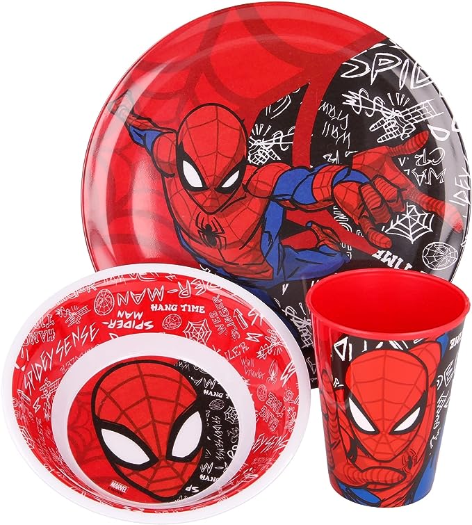 Spiderman Urban Web Melamine Set Without Rim, 3-Piece