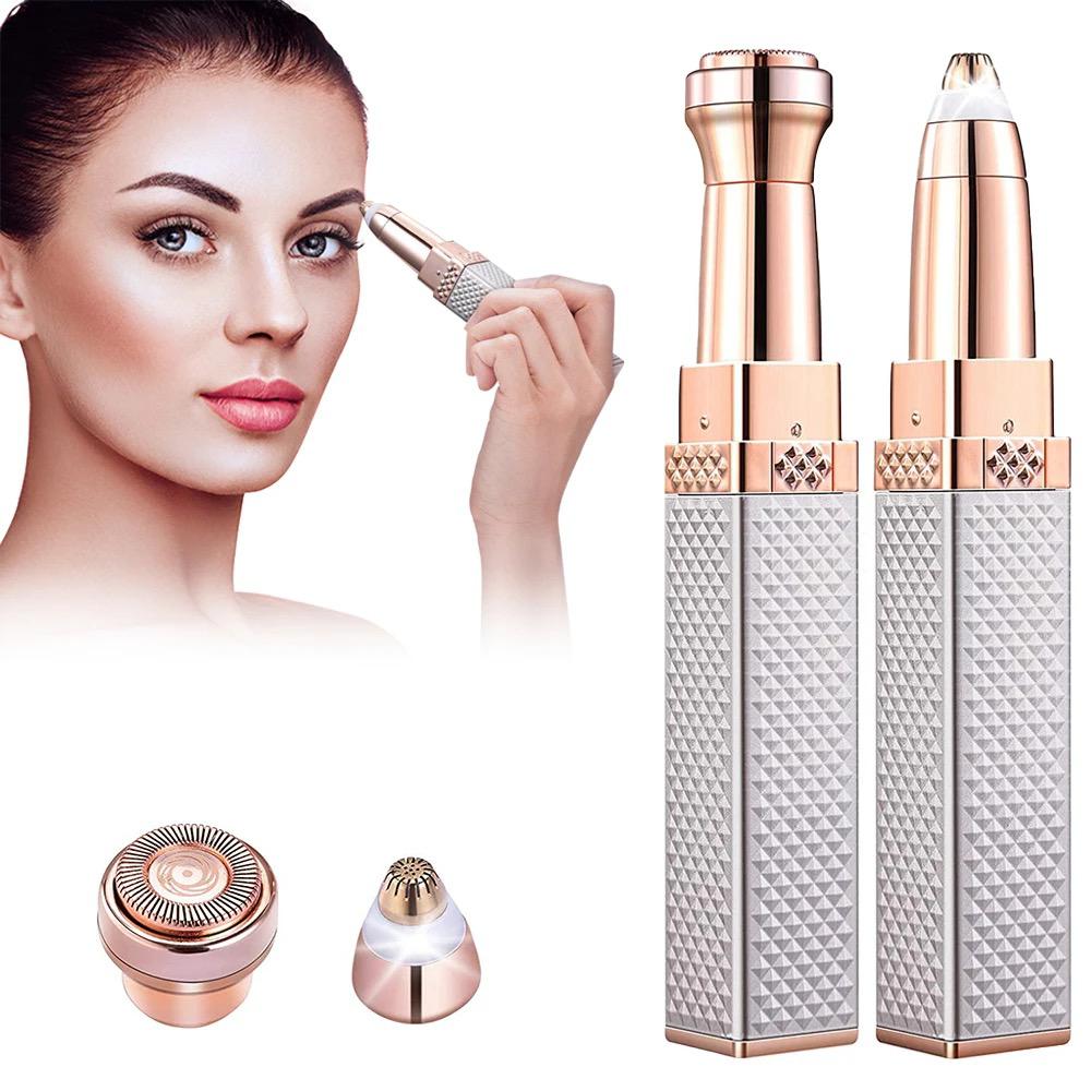 2 in 1 Eyebrow Razor and Hair Shaver USB Rechargeable for Face , Eyebrow, Lips, Body, Chin, Arms with Built-in LED Light